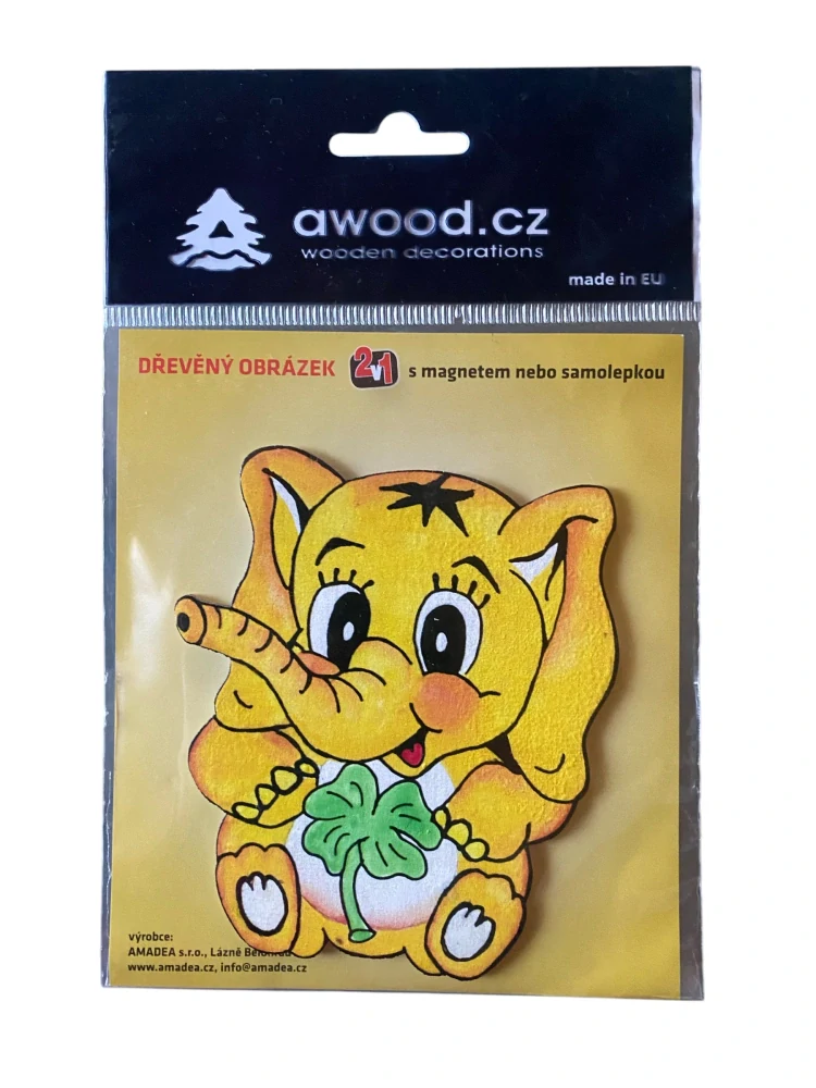 Dřevěná magnetka slon 10 cm