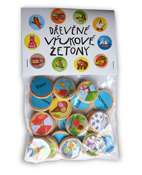 Angličtina - Roční období a počasí AJ/CJ (dřevěné výukové žetony) - czdeti