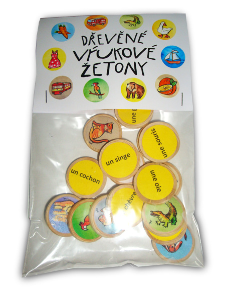 FJ zvířata a Zoo (Dřevěné výukové žetony)