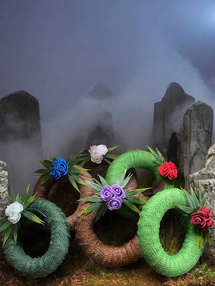 Dušičkový věneček s kytičkou velikost 20 cm