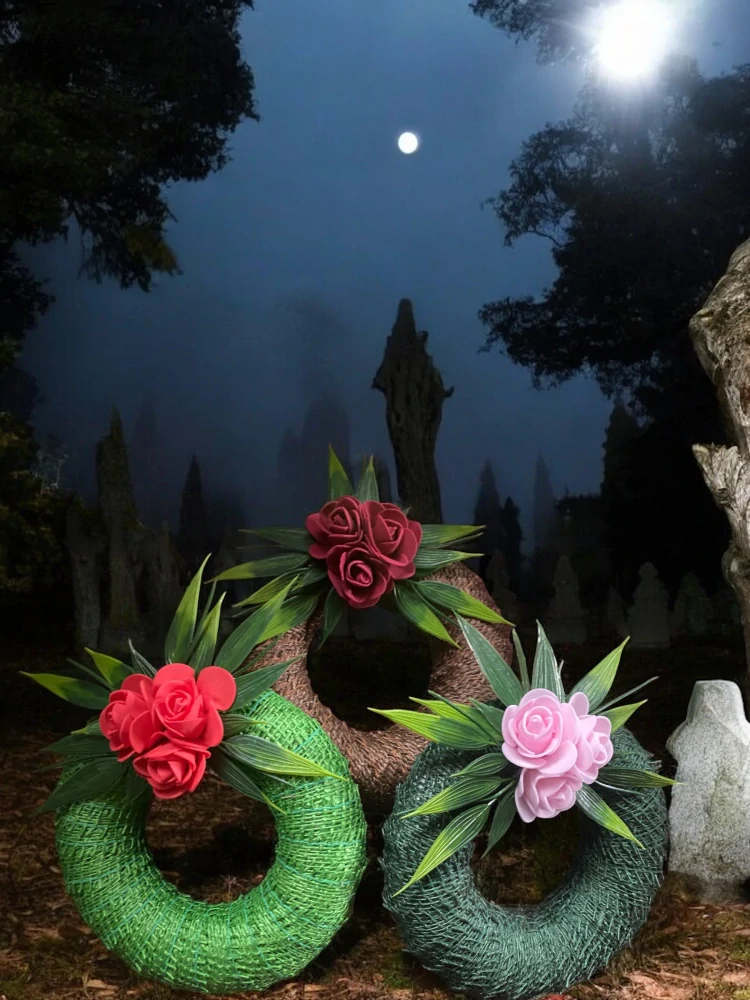 Dušičkový věneček s kytičkou urnový 15 cm